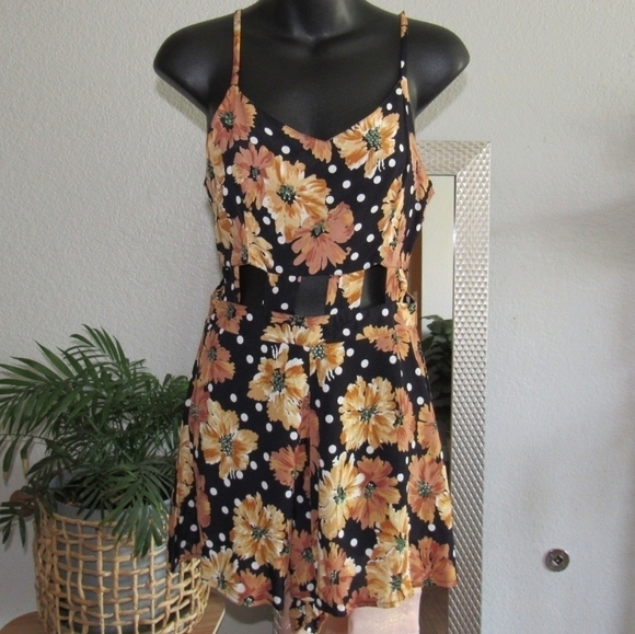 Topshop Floral Polka Dot Cutout Romper - Picture 2 of 9
